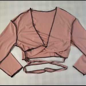 SHEIN Tie Long Sleeve Crop Top